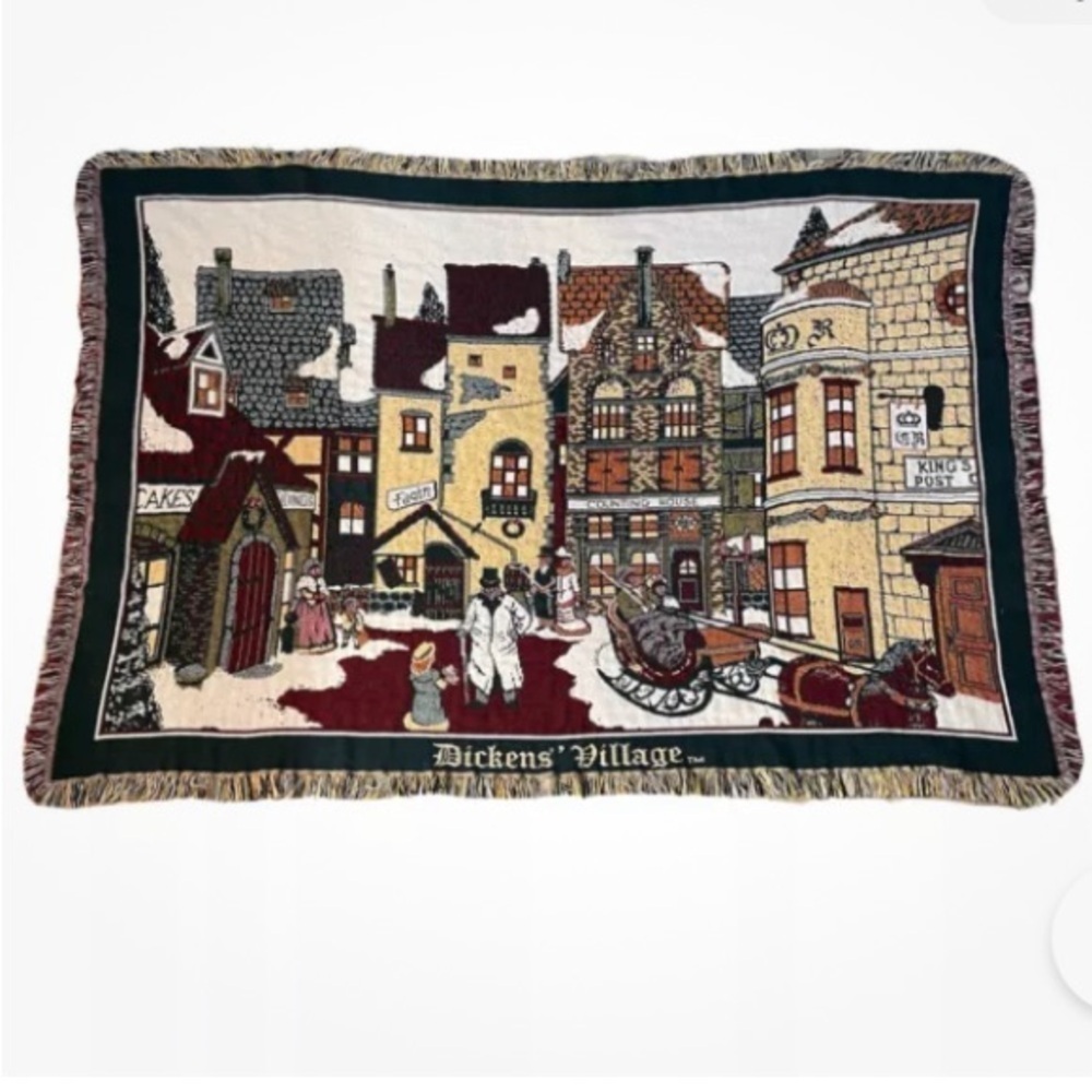 Goodwin Weavers Dept 56 Dickens Village 2nd Series Cotton Christmas Throw